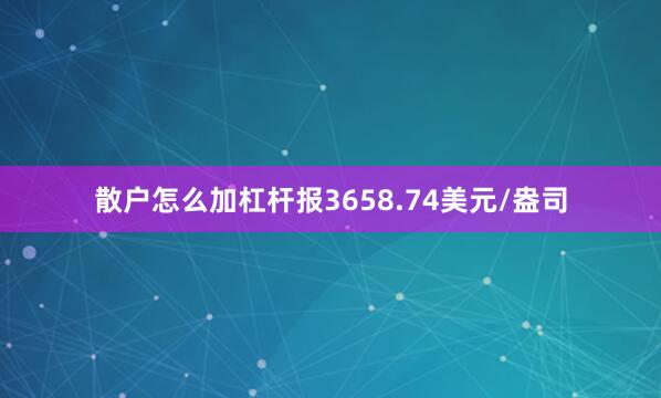 散户怎么加杠杆报3658.74美元/盎司